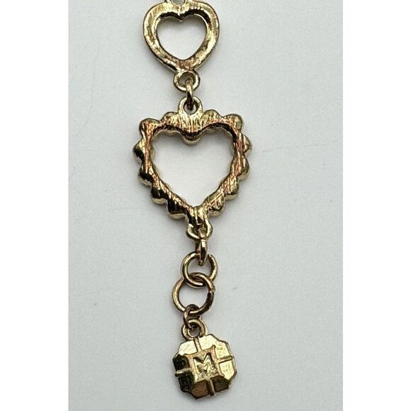 Monet Gold Tone Pink Rhinestone Heart Link Bracelet 7.25”‎ Needs One Stone - Picture 4 of 10